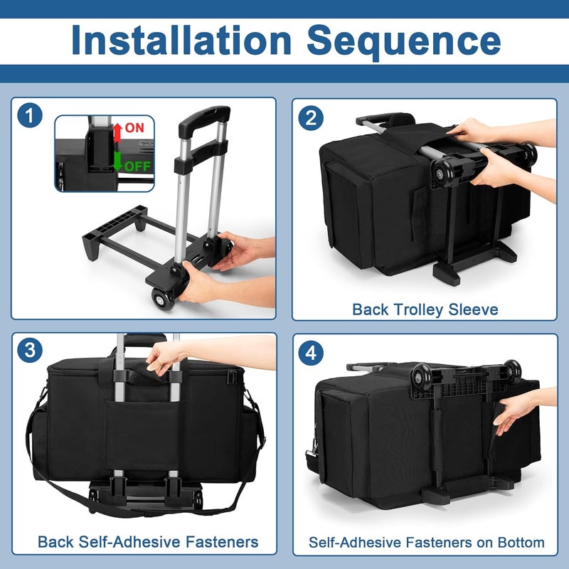 HODRANT Large Rolling DJ Cable Bag, Padded Gig Bag with Detachable Trolley & Divider, Music Gear Case with Multi Pockets for 15.6" Laptop, DJ Gear, Musical Instrument, Sound Equipment Storage - Image 5
